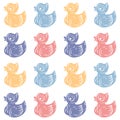 Seamless patter of colorful little ducklings.